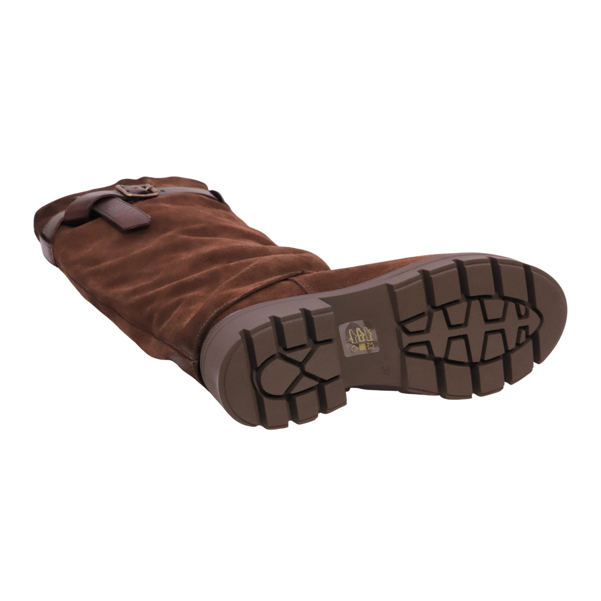 MJUS N26306 stivale alto donna in camoscio Bisonte Cioccolato con suola carrarmato 