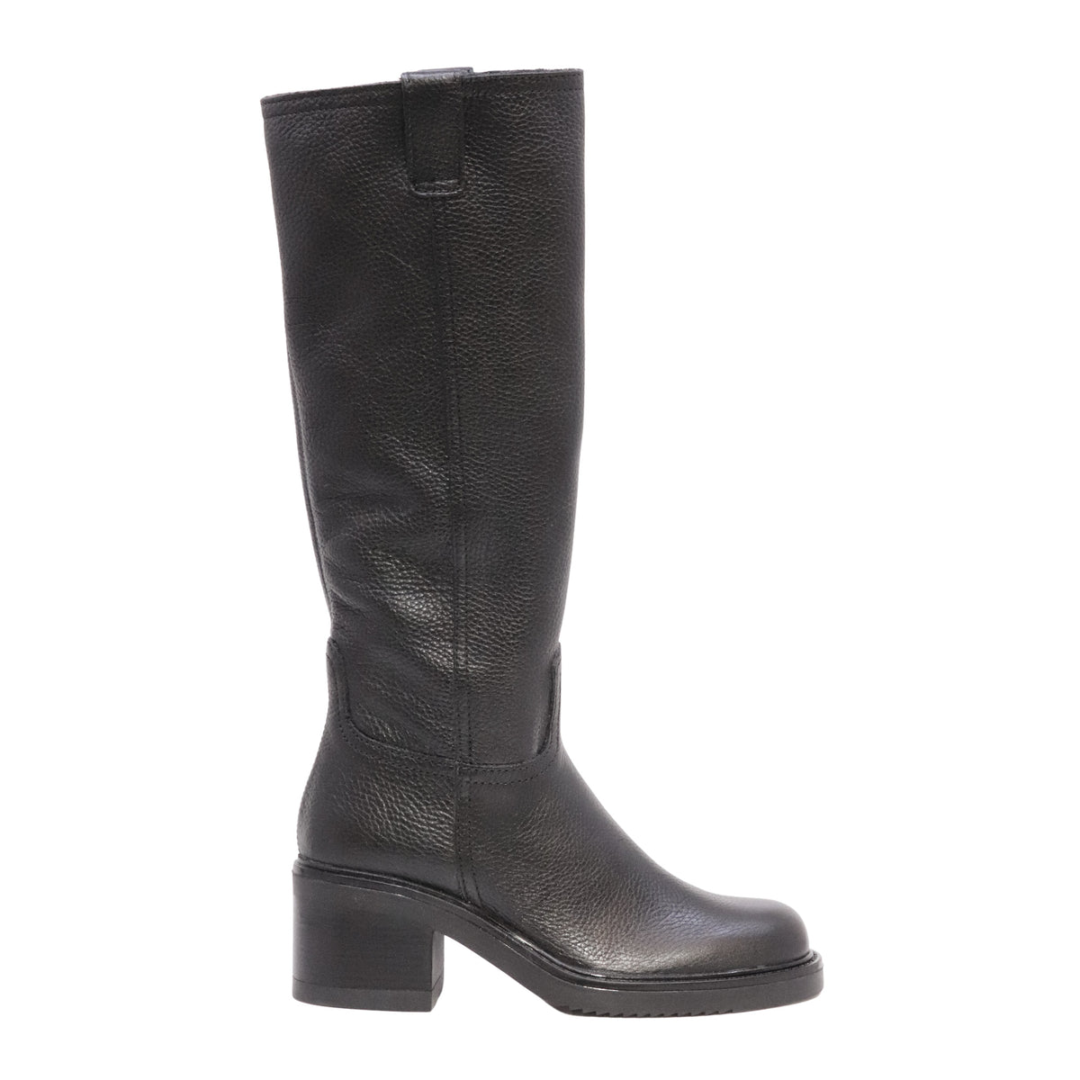 MJUS Evelina N29301 stivale alto donna in pelle nera con tacco largo 6,5 cm 