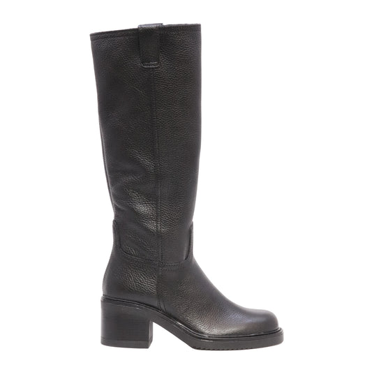MJUS Evelina N29301 stivale alto donna in pelle nera con tacco largo 6,5 cm 