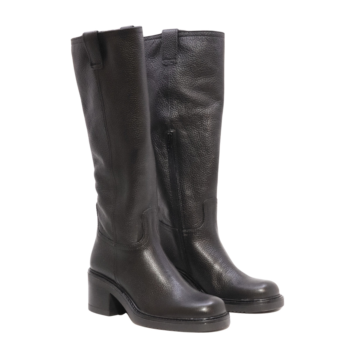 MJUS Evelina N29301 stivale alto donna in pelle nera con tacco largo 6,5 cm 