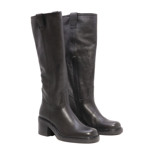 MJUS Evelina N29301 stivale alto donna in pelle nera con tacco largo 6,5 cm 