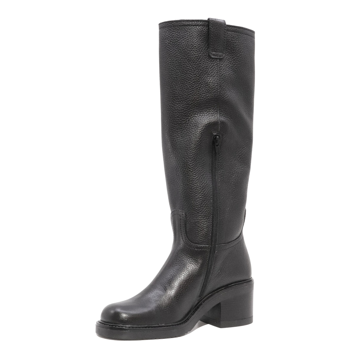 MJUS Evelina N29301 stivale alto donna in pelle nera con tacco largo 6,5 cm 