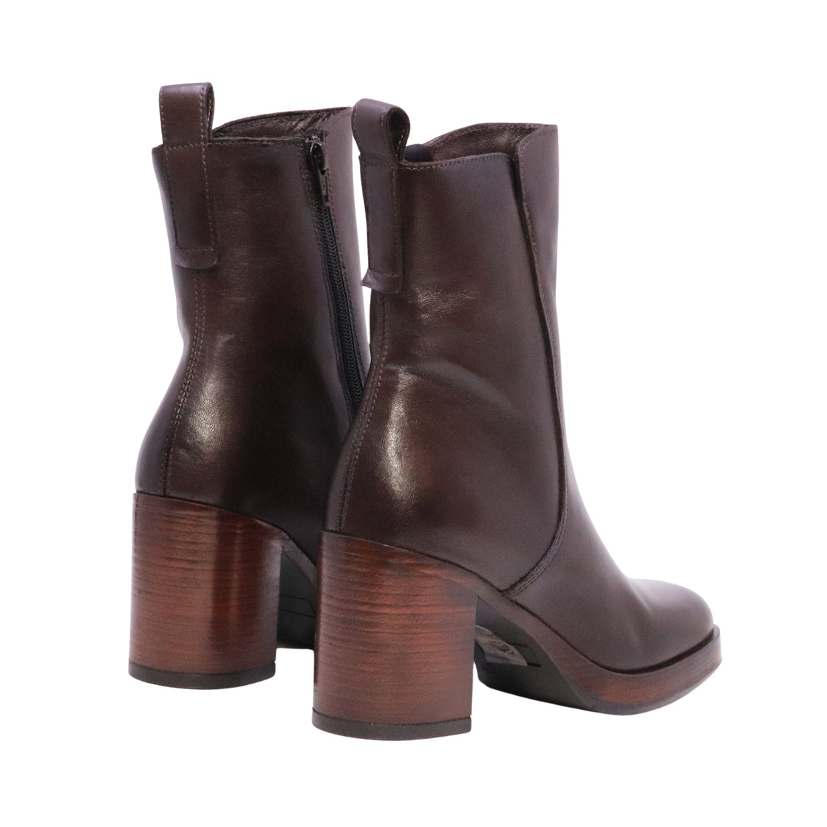 MJUS Maddalena P96212 stivaletto donna in pelle Moka con tacco largo 8 cm e plateau 