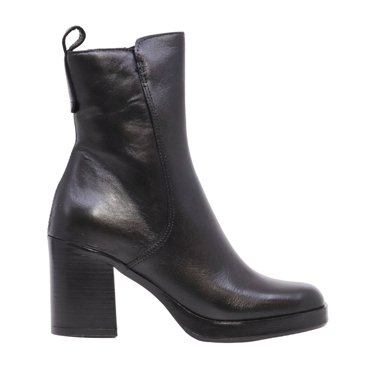 MJUS Maddalena P96212 stivaletto donna in pelle nera con tacco largo 8 cm e plateau 
