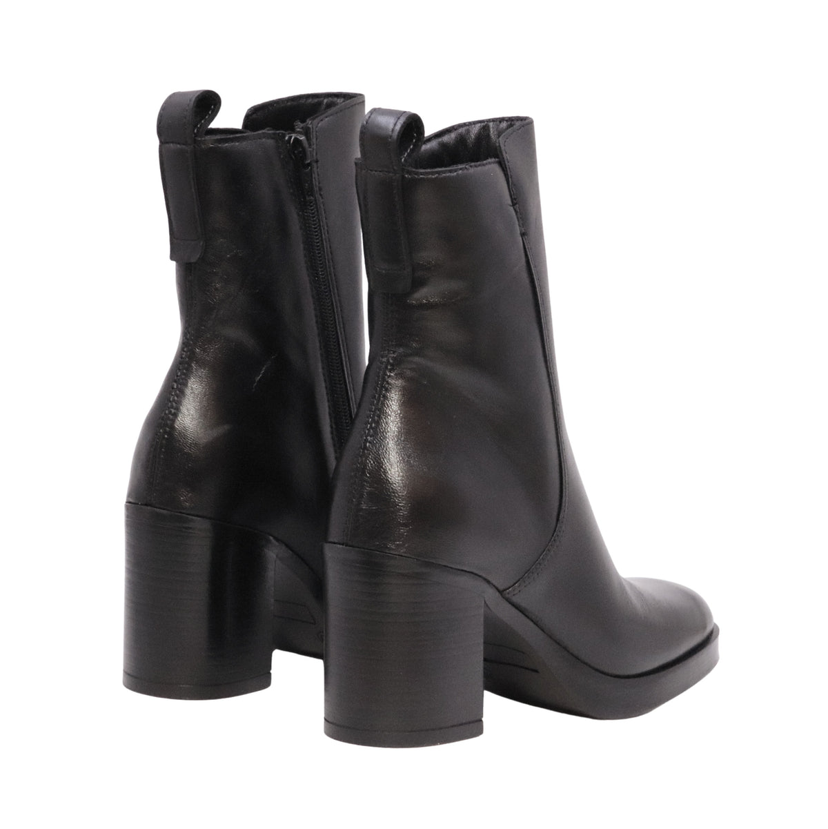 MJUS Maddalena P96212 stivaletto donna in pelle nera con tacco largo 8 cm e plateau 