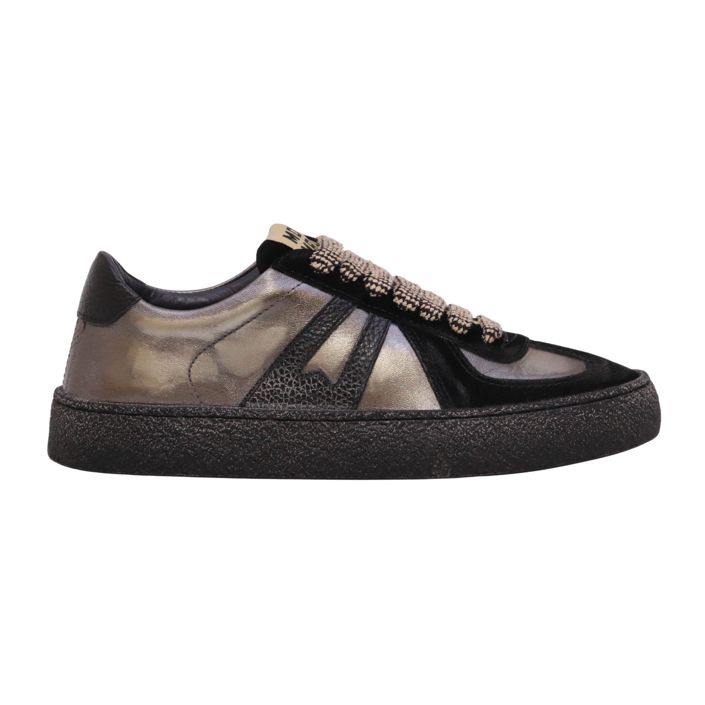 MOMA Kazan17 71601A sneaker donna in pelle nera e piombo con camoscio Made in Italy 