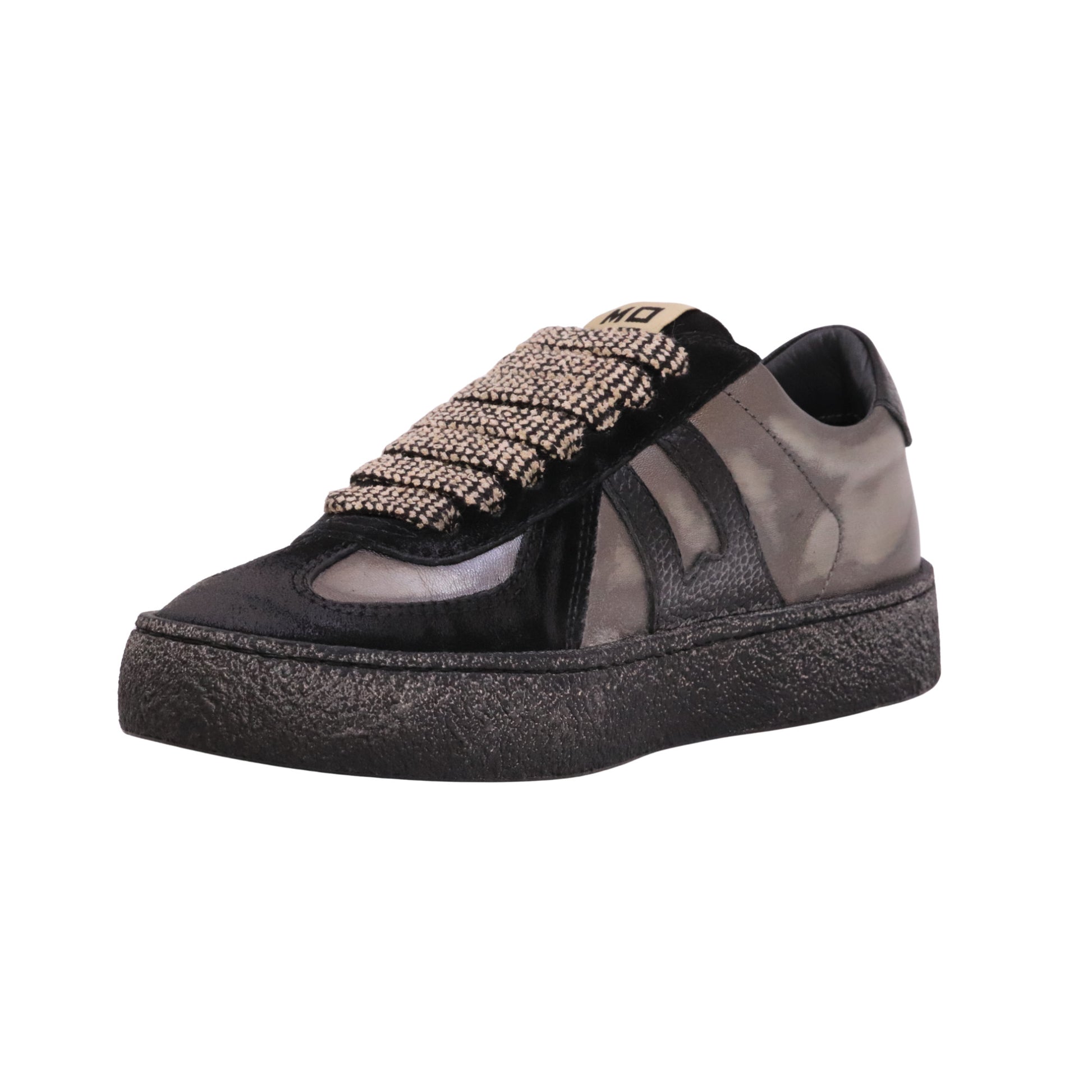 MOMA Kazan17 71601A sneaker donna in pelle nera e piombo con camoscio Made in Italy 