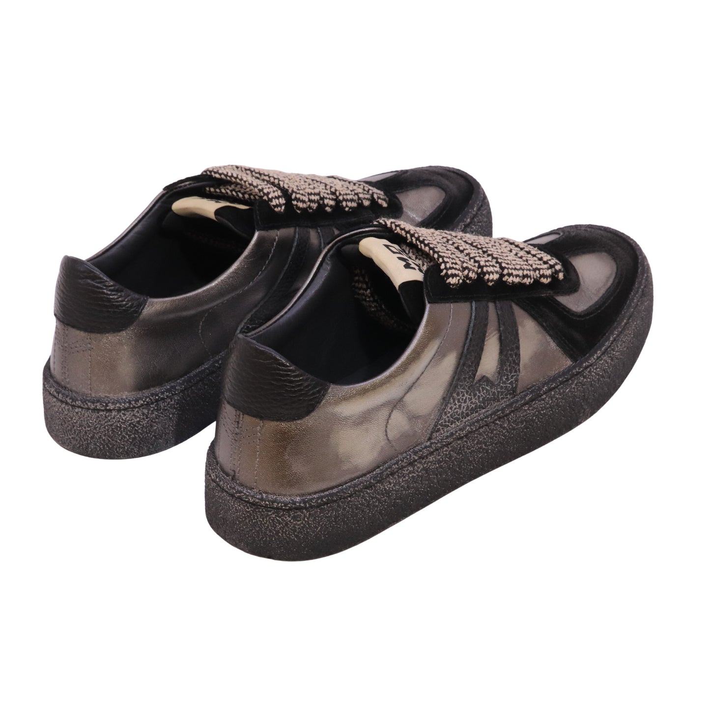 MOMA Kazan17 71601A sneaker donna in pelle nera e piombo con camoscio Made in Italy 