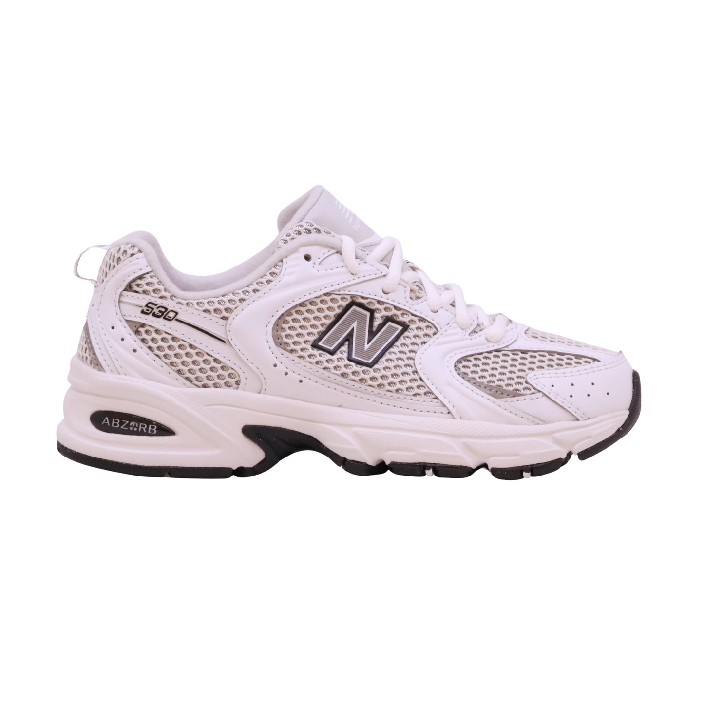 New Balance 530 sneaker donna in mesh bianco con dettagli argento 