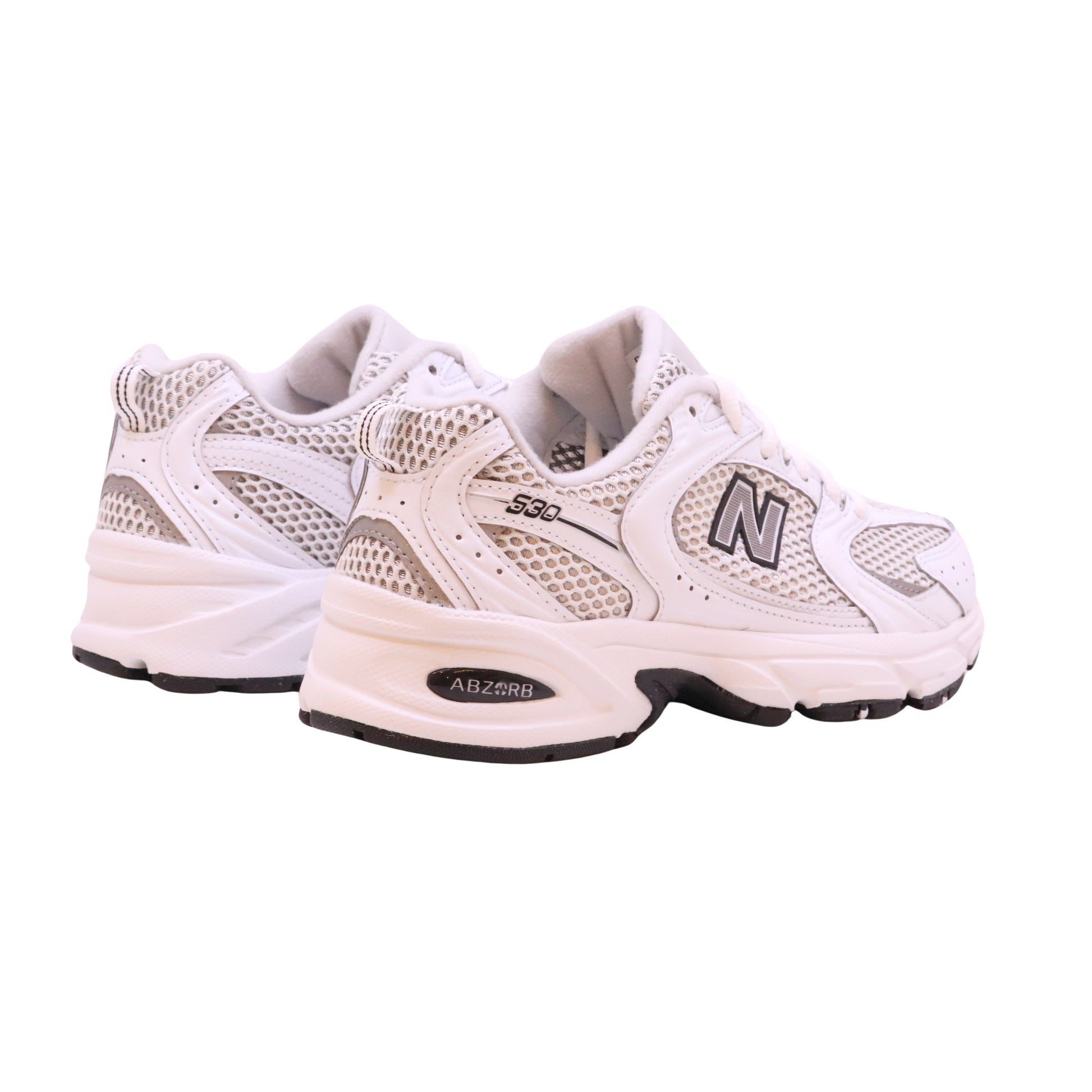 New Balance 530 sneaker donna in mesh bianco con dettagli argento 