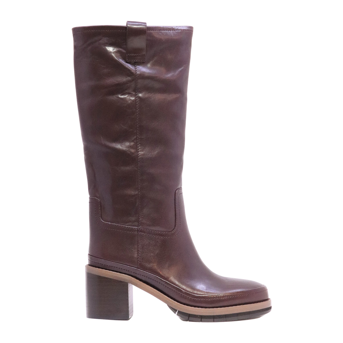 Paloma Barceló Noelle Napalux 32-1502 stivale donna in pelle bordeaux con tacco 7 cm 