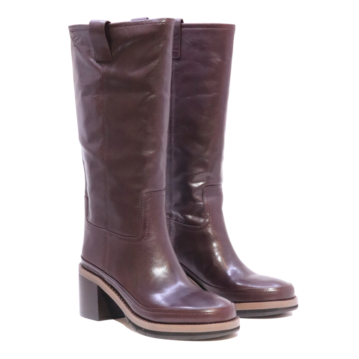 Paloma Barceló Noelle Napalux 32-1502 stivale donna in pelle bordeaux con tacco 7 cm 
