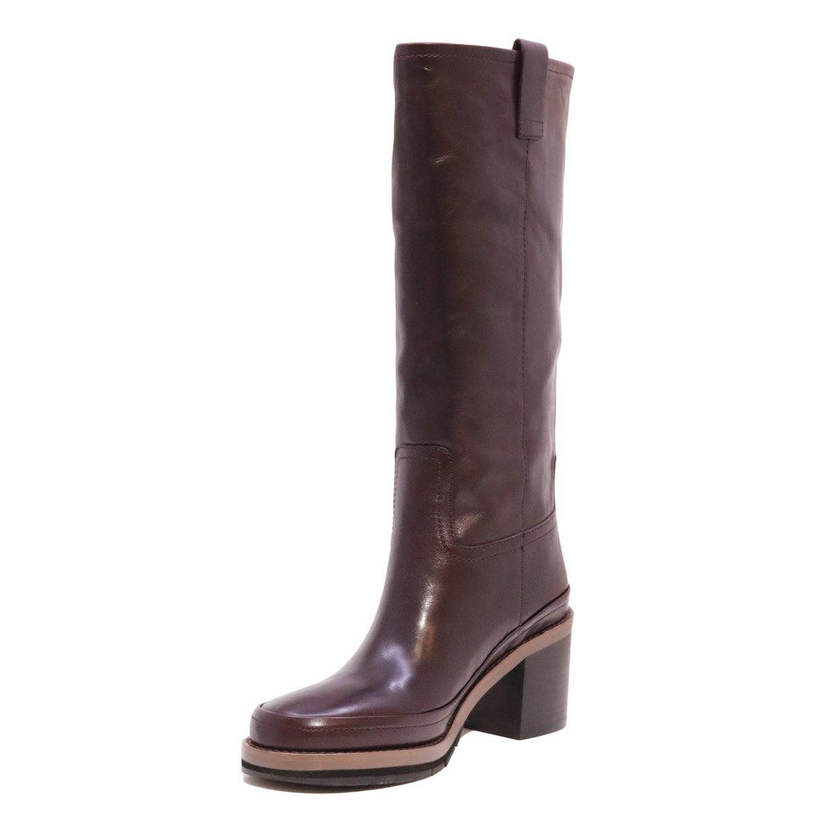 Paloma Barceló Noelle Napalux 32-1502 stivale donna in pelle bordeaux con tacco 7 cm 