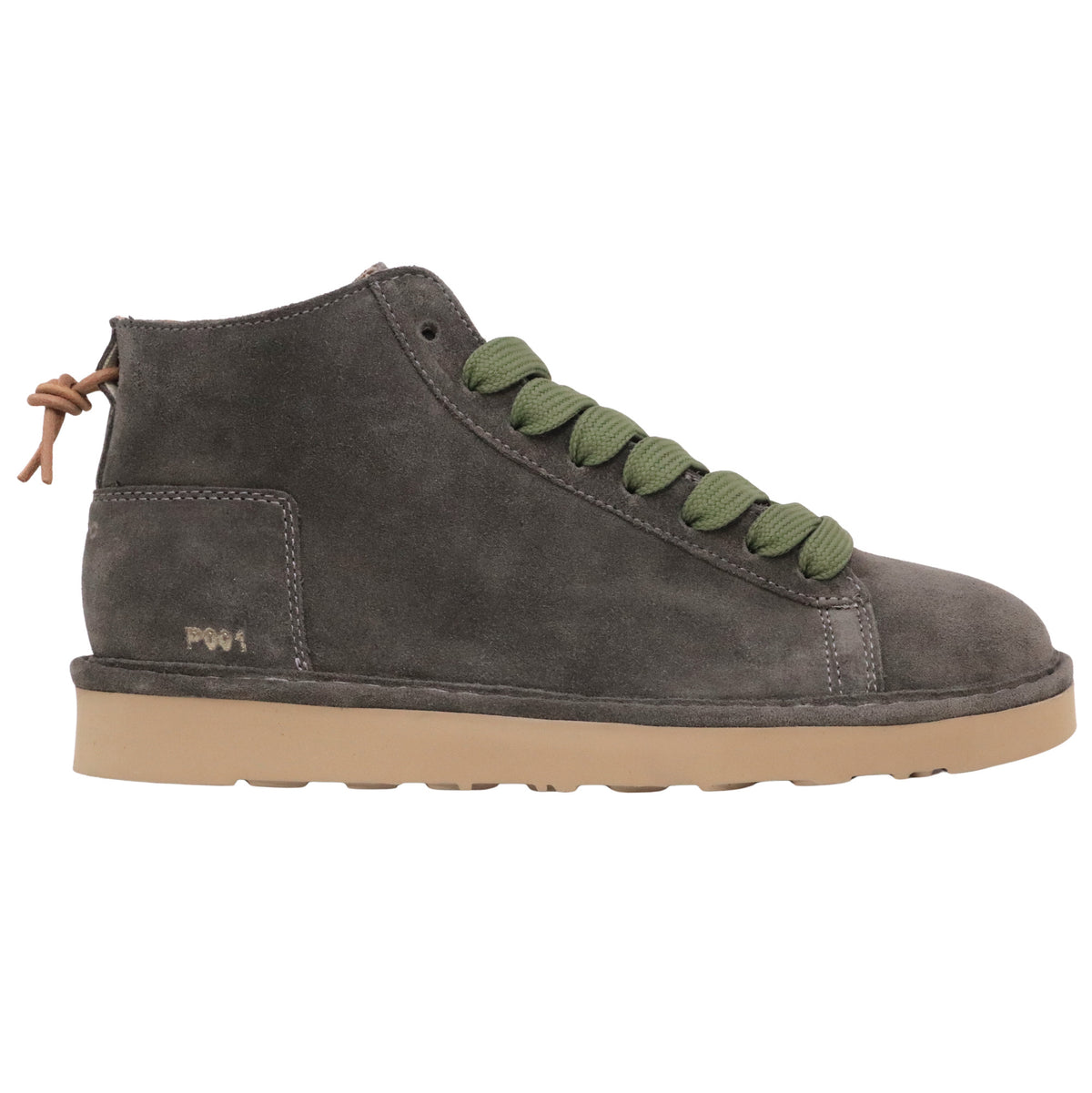 Panchic P001 Icon P001M034 sneaker polacchino uomo in camoscio khaki con lacci verdi 