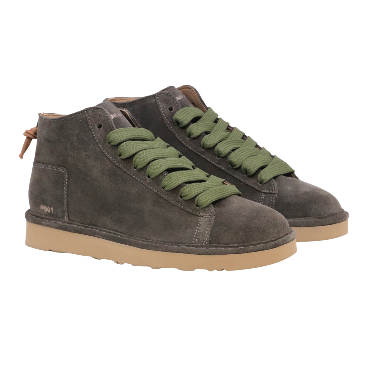 Panchic P001 Icon P001M034 sneaker polacchino uomo in camoscio khaki con lacci verdi 