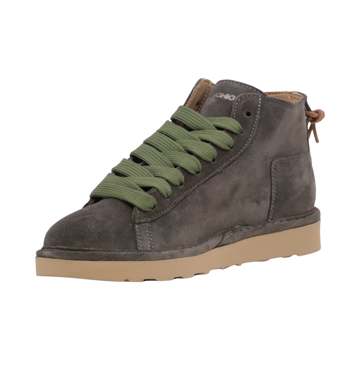 Panchic P001 Icon P001M034 sneaker polacchino uomo in camoscio khaki con lacci verdi 