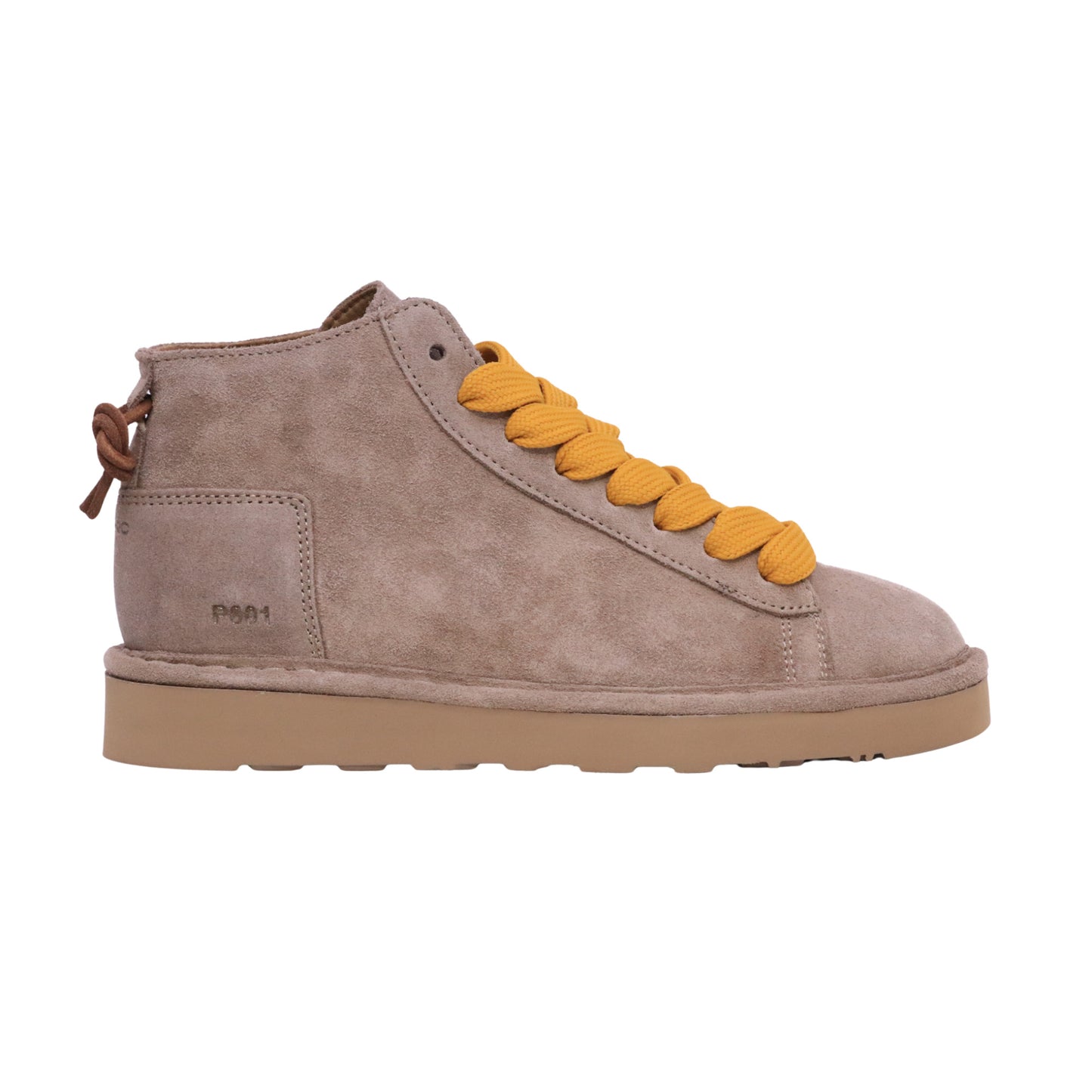 Panchic P001 Icon P001 polacchino donna in camoscio beige noce con lacci gialli 