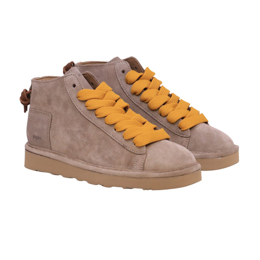 Panchic P001 Icon P001 polacchino donna in camoscio beige noce con lacci gialli 