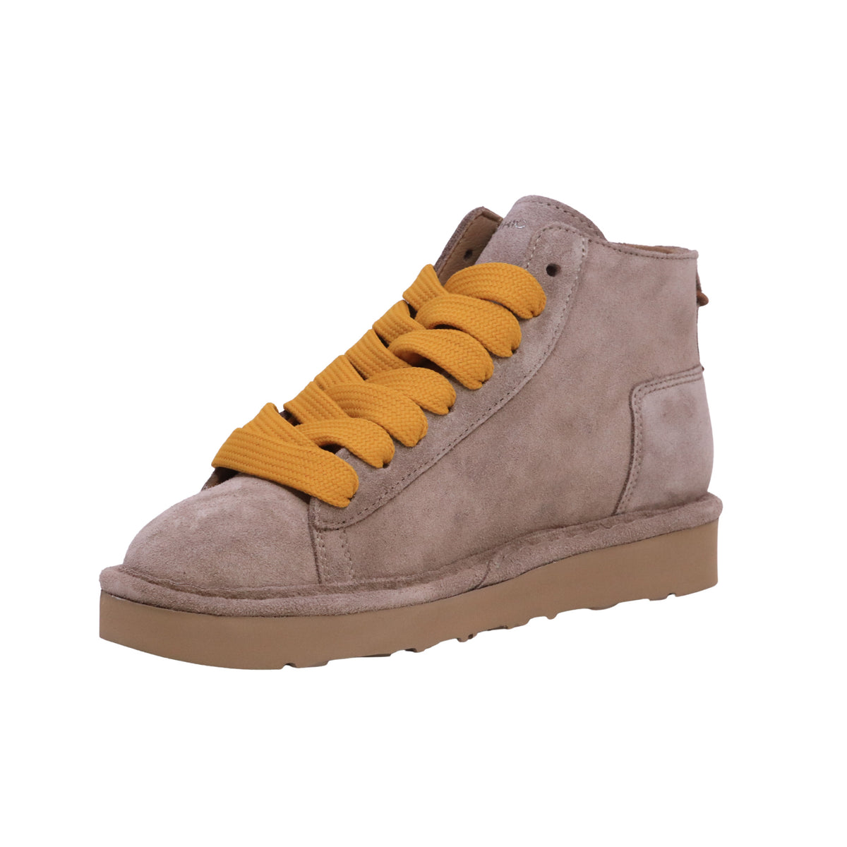 Panchic P001 Icon P001 polacchino donna in camoscio beige noce con lacci gialli 