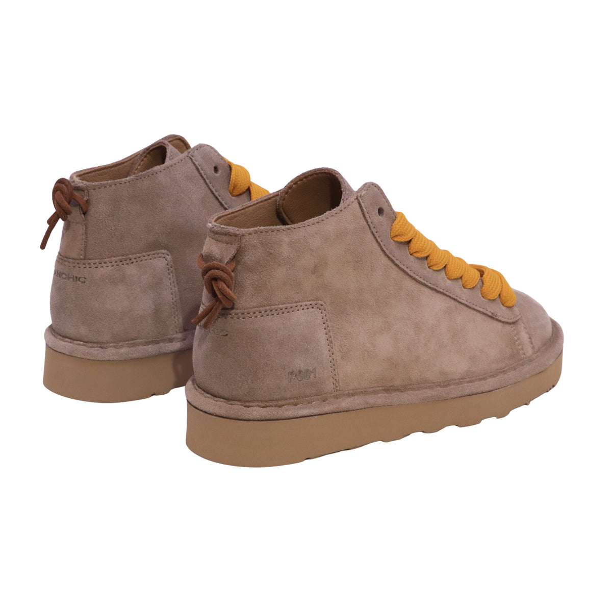 Panchic P001 Icon P001 polacchino donna in camoscio beige noce con lacci gialli 