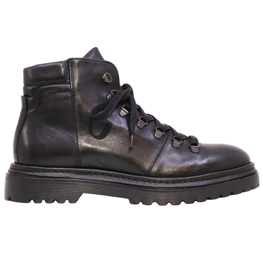 Pawelk's 22829 Crust Black stivaletto pedula uomo in pelle nera Made in Italy 