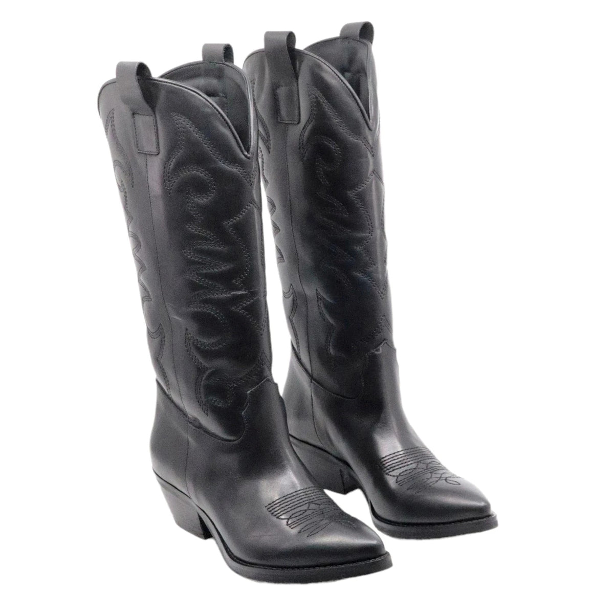 Ranyé Jennifer Vitello Nero stivale texano donna in pelle nappa nera 