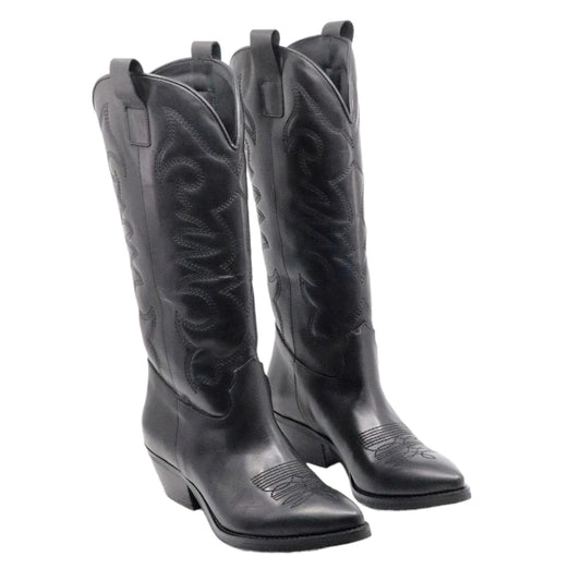 Ranyé Jennifer Vitello Nero stivale texano donna in pelle nappa nera 