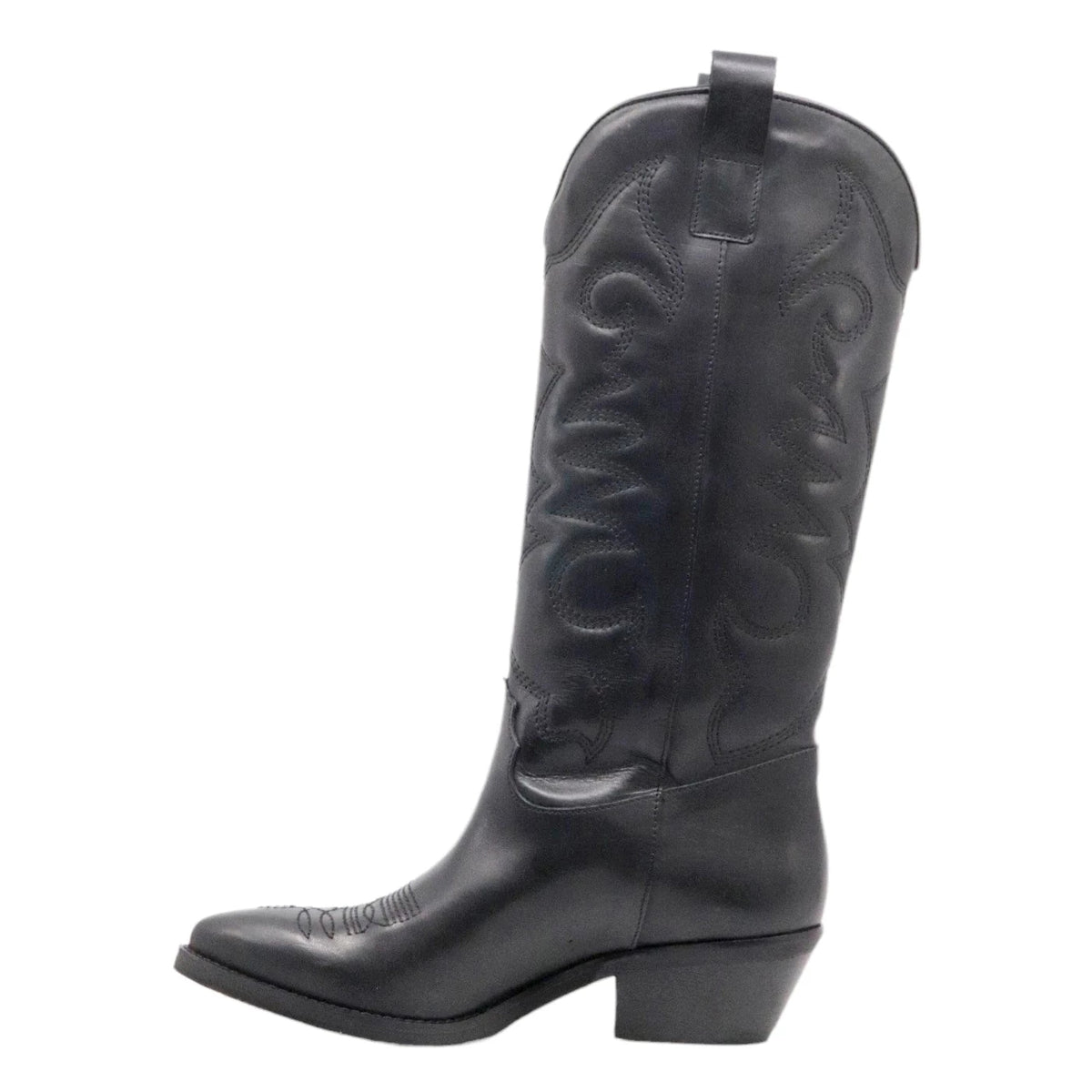 Ranyé Jennifer Vitello Nero stivale texano donna in pelle nappa nera 