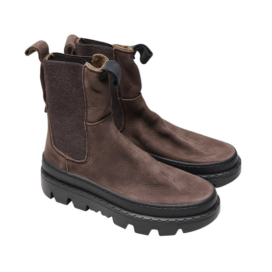 Satorisan Unalome Elastics Premium Dark Brown Chelsea donna in pelle marrone 