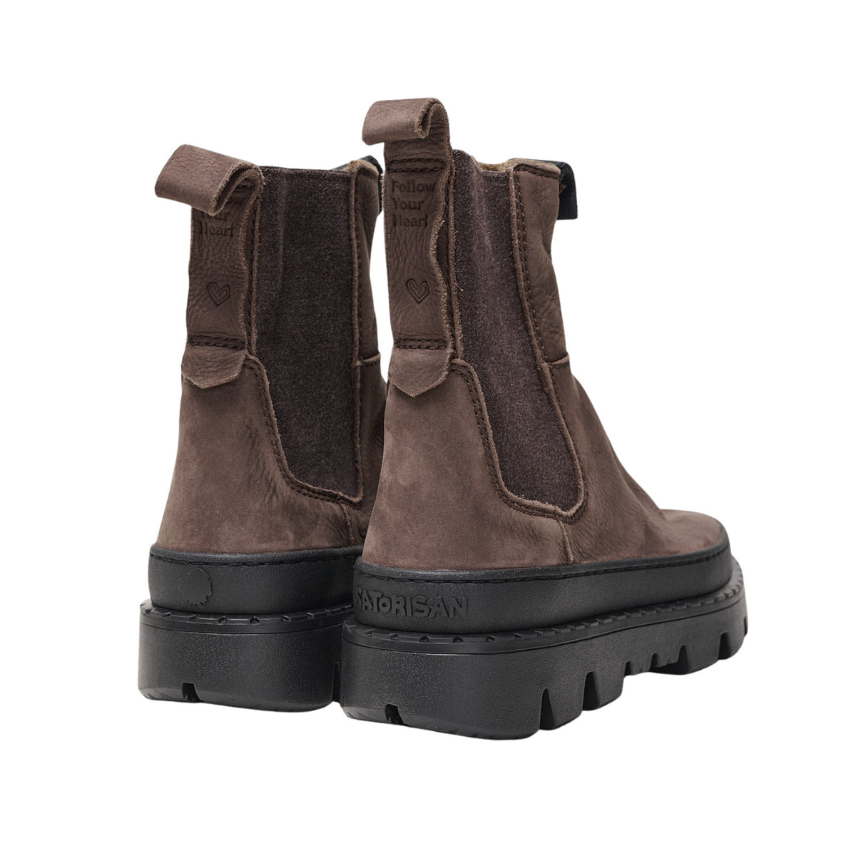 Satorisan Unalome Elastics Premium Dark Brown Chelsea donna in pelle marrone 