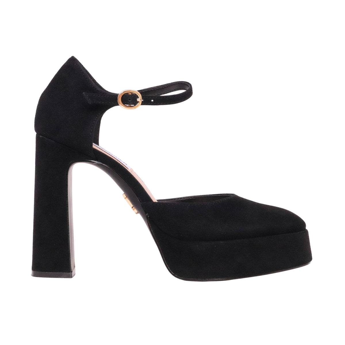 Steve Madden Lexie Black décolleté donna in camoscio nero con tacco e plateau 