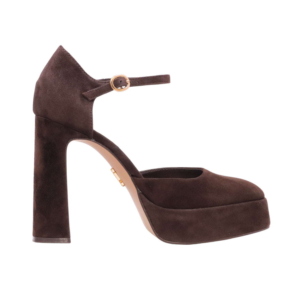 Steve Madden Lexie Chocolate décolleté donna in camoscio marrone con tacco e plateau 