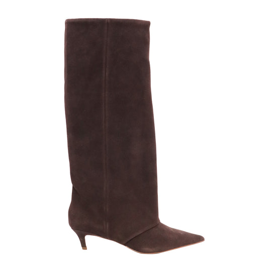 Steve Madden Luca stivale donna in camoscio marrone con kitten heel 5 cm<BR/> 