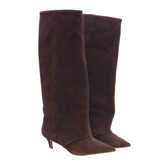 Steve Madden Luca stivale donna in camoscio marrone con kitten heel 5 cm<BR/> 