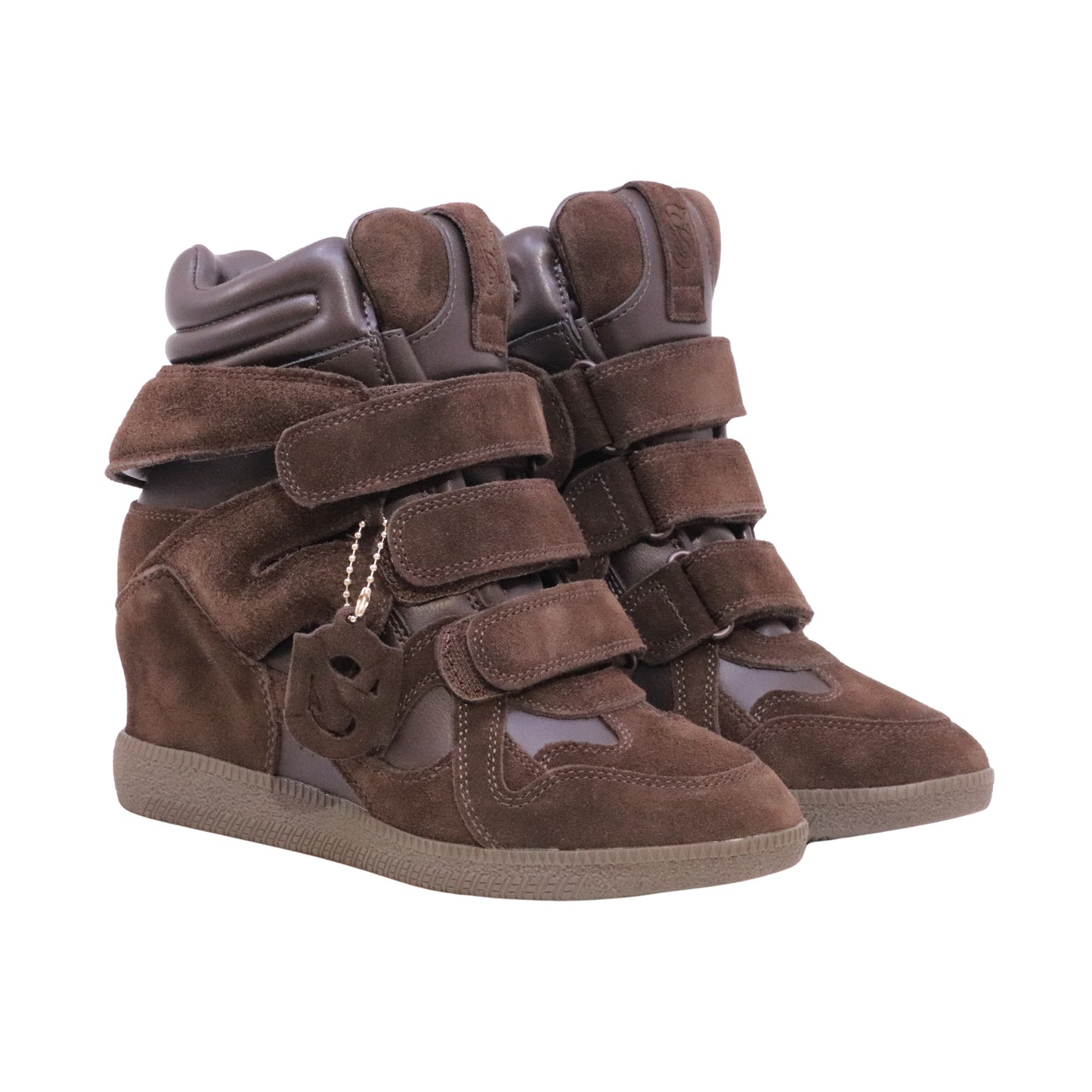 Steve Madden Mavis sneaker alta donna in camoscio marrone con zeppa interna 5 cm 