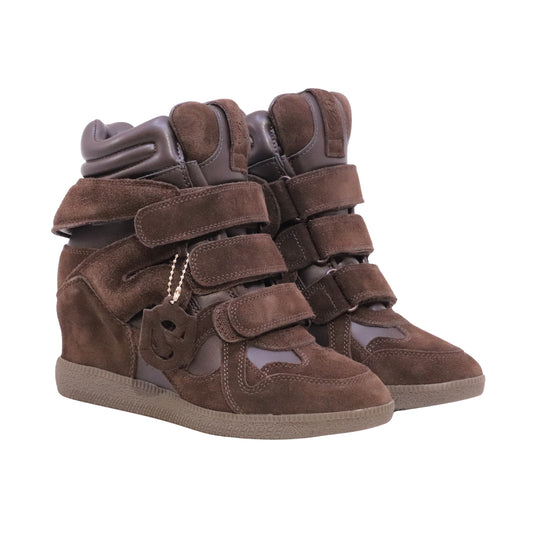Steve Madden Mavis sneaker alta donna in camoscio marrone con zeppa interna 5 cm 