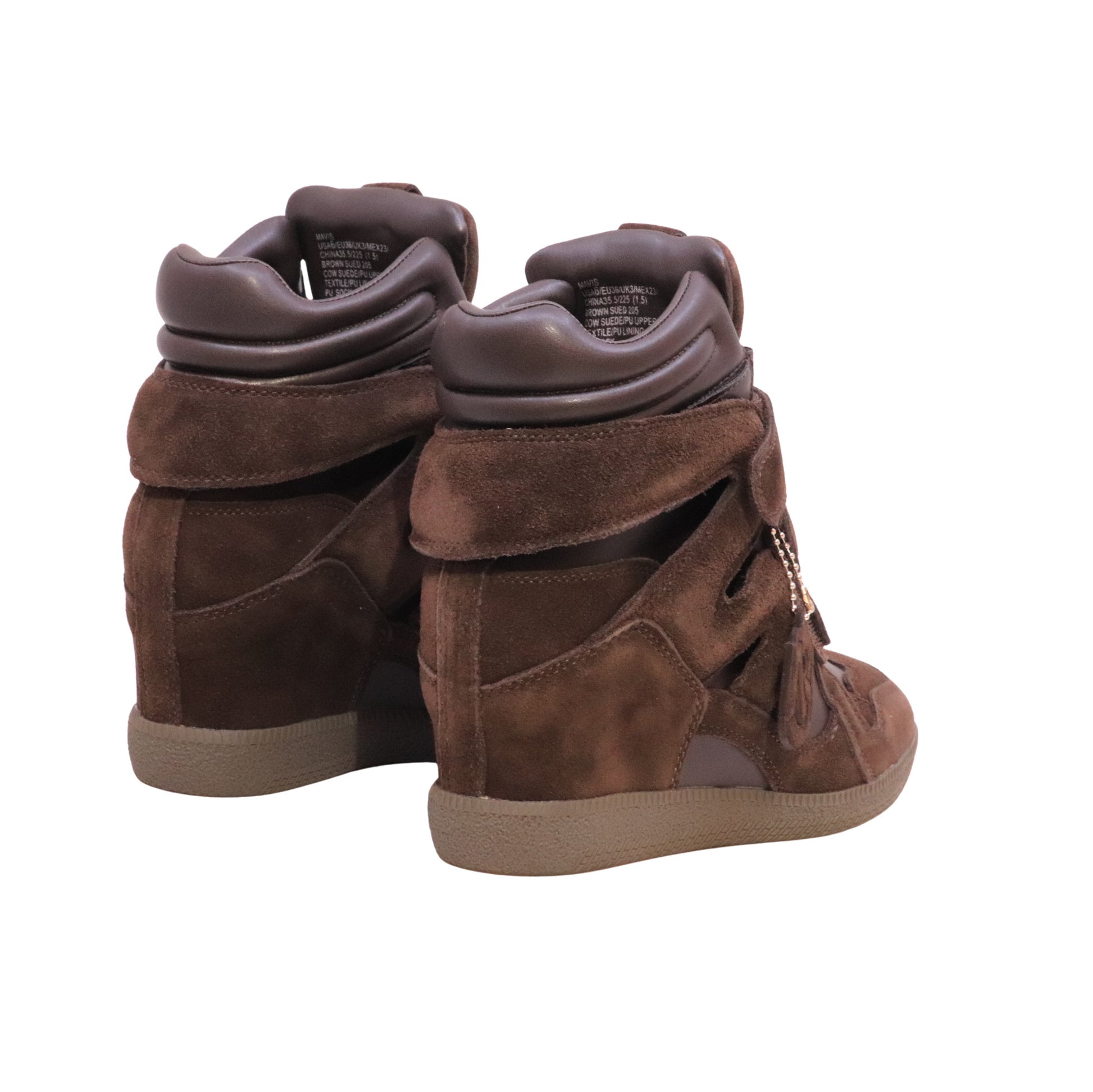 Steve Madden Mavis sneaker alta donna in camoscio marrone con zeppa interna 5 cm 