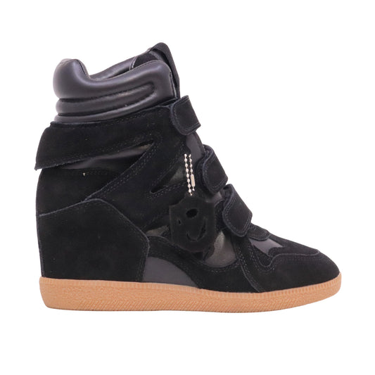 Steve Madden Mavis sneaker alta donna in camoscio nero con zeppa interna 5 cm 