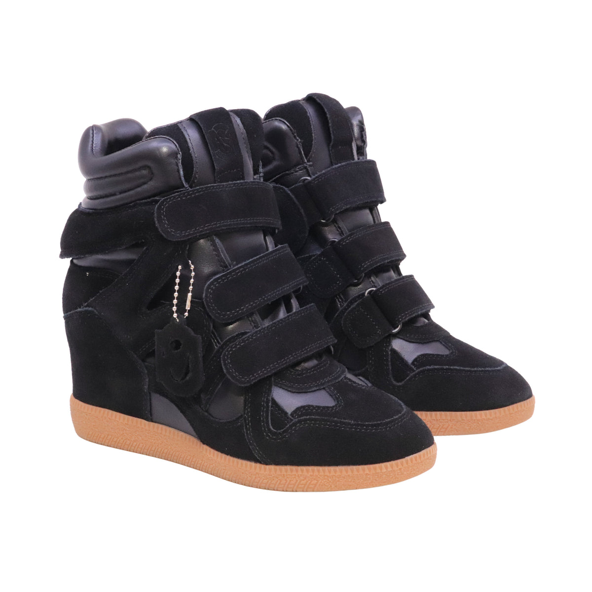 Steve Madden Mavis sneaker alta donna in camoscio nero con zeppa interna 5 cm 