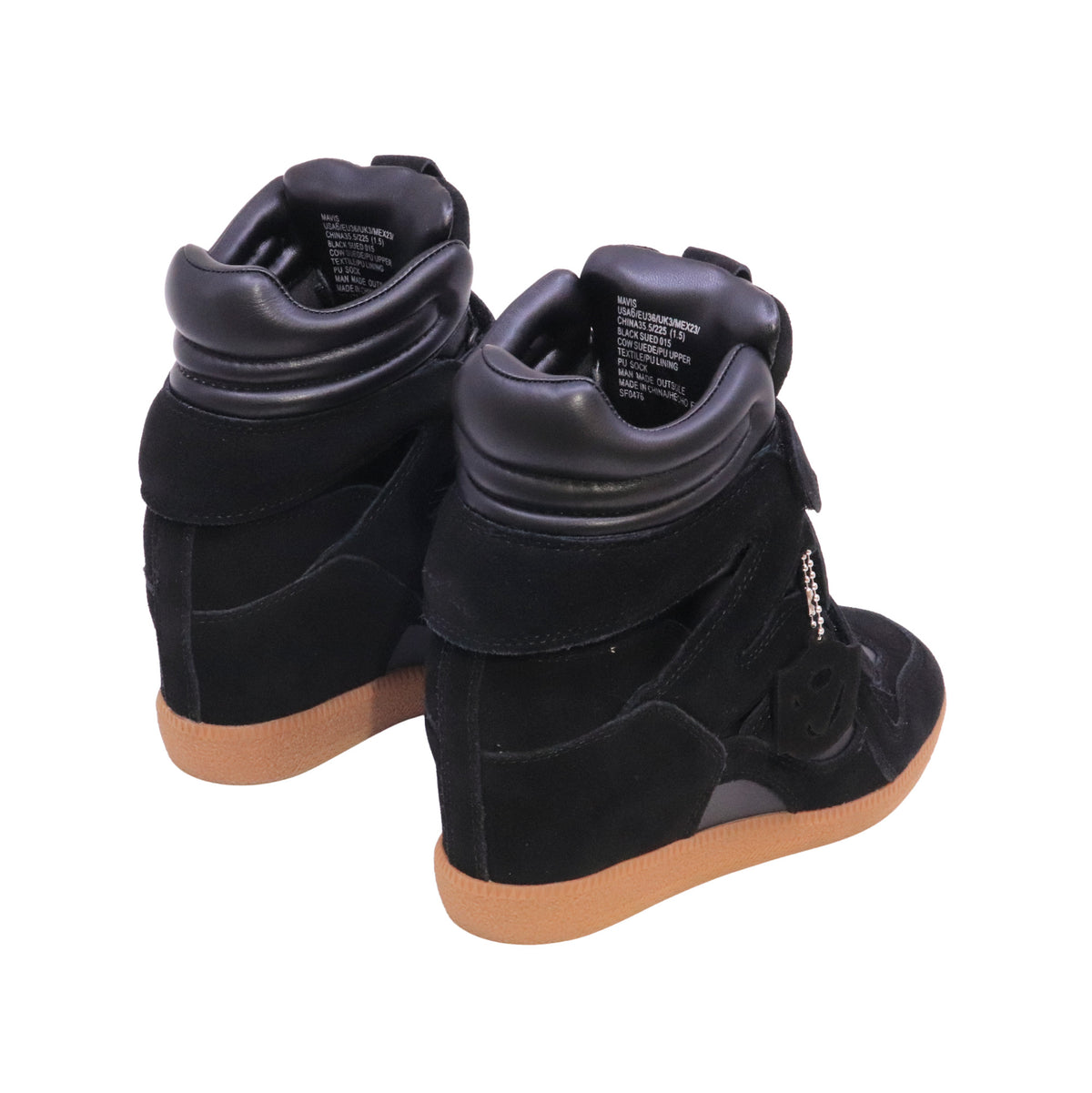 Steve Madden Mavis sneaker alta donna in camoscio nero con zeppa interna 5 cm 