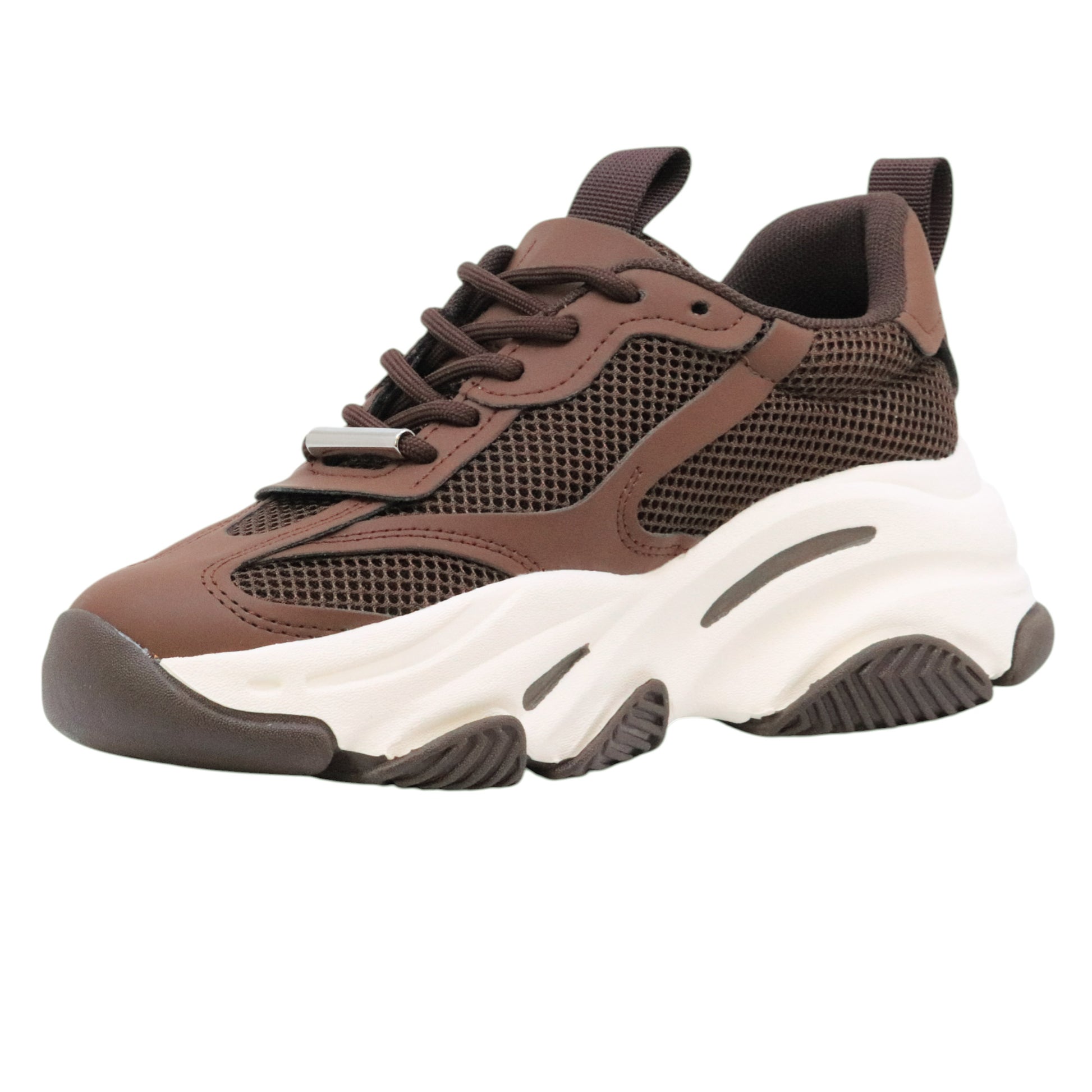 Steve Madden Possession Ground Coffee sneaker donna in tessuto e similpelle marrone platform 
