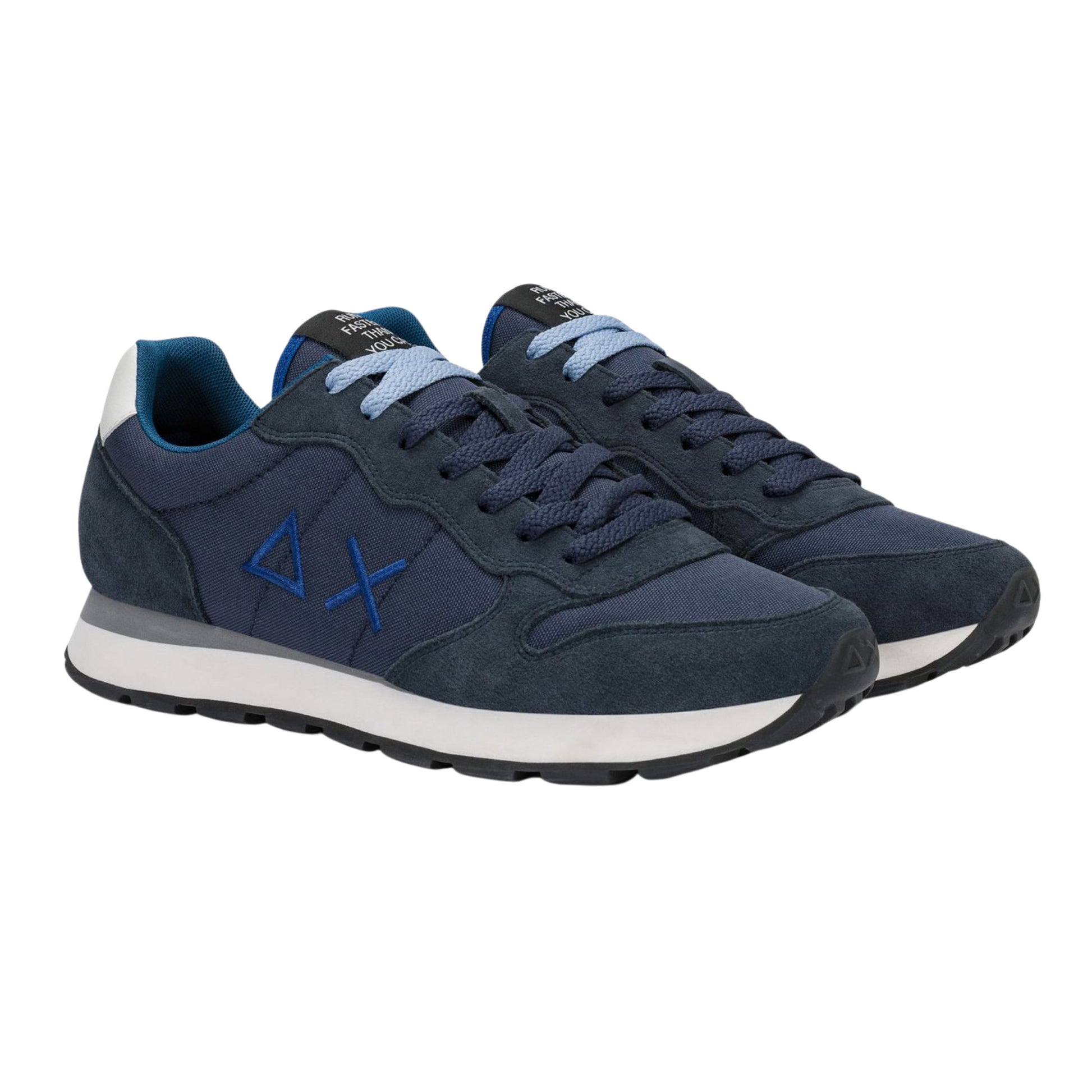 SUN68 Tom Z46101-07 sneaker uomo in nylon e camoscio navy blue 