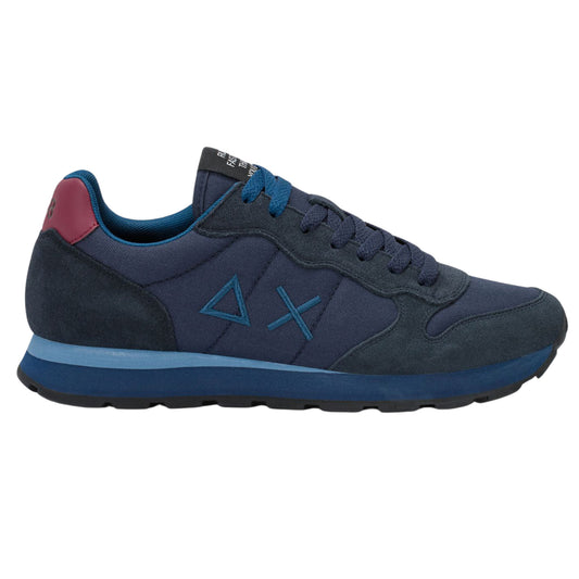 SUN68 Tom Z46101-0735 sneaker uomo in nylon e camoscio navy blue/bordeaux 