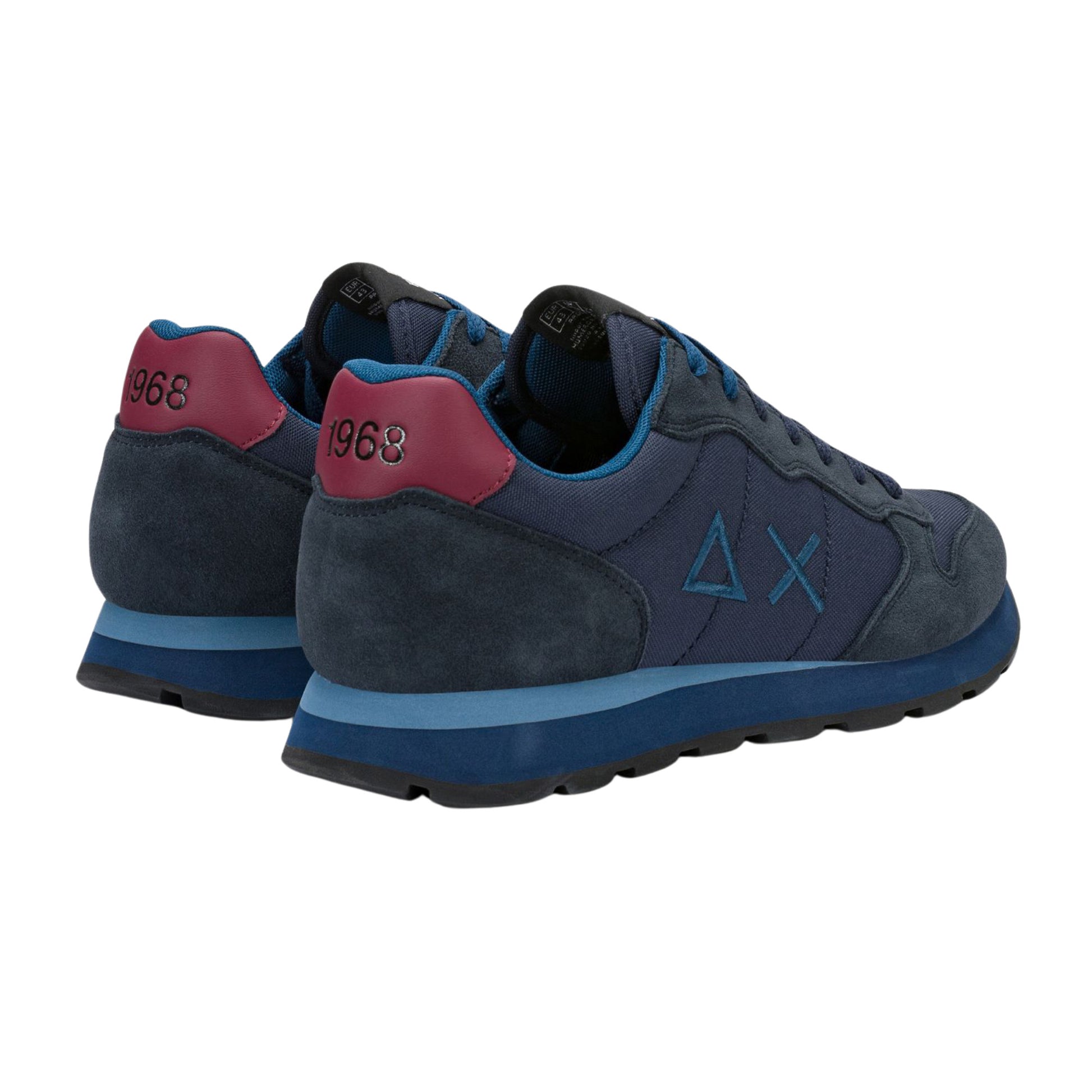 SUN68 Tom Z46101-0735 sneaker uomo in nylon e camoscio navy blue/bordeaux 