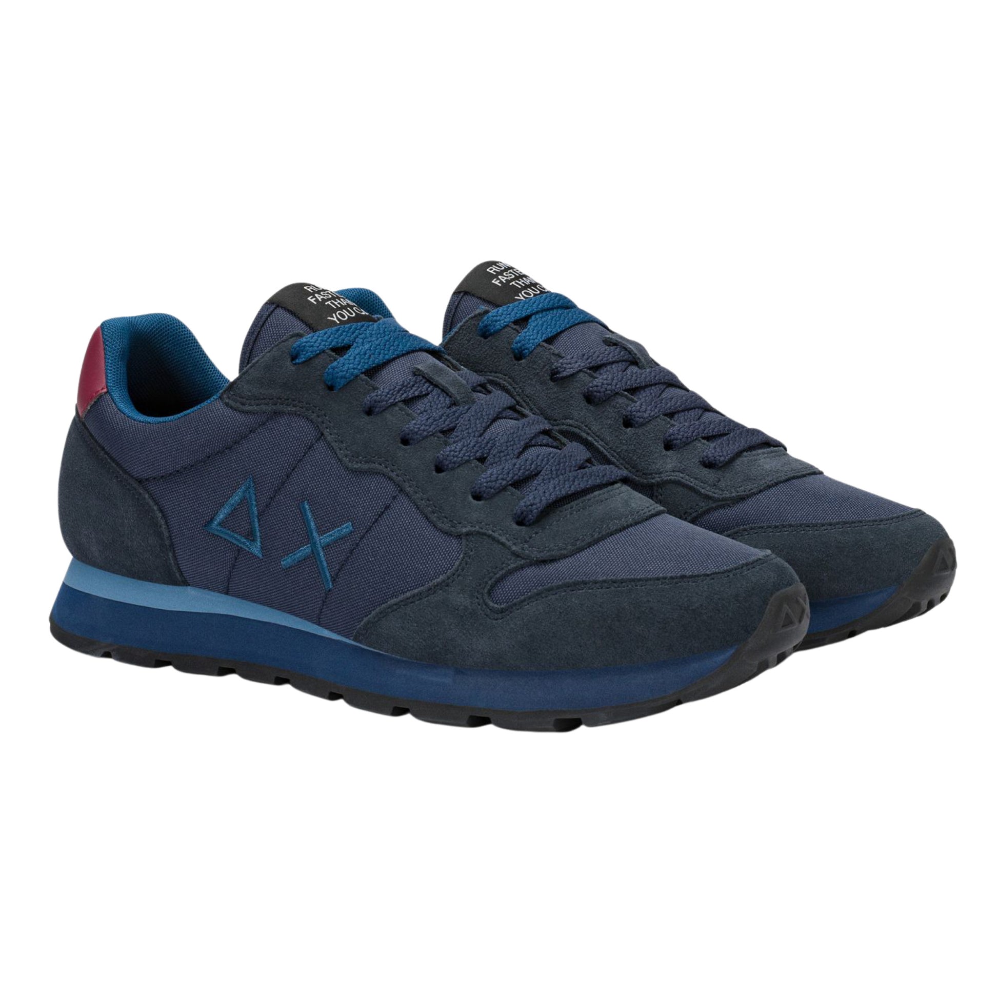 SUN68 Tom Z46101-0735 sneaker uomo in nylon e camoscio navy blue/bordeaux 