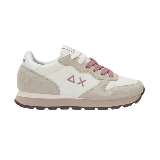 SUN68 Ally Solid Z46201-31 sneaker donna in nylon e camoscio bianco panna 