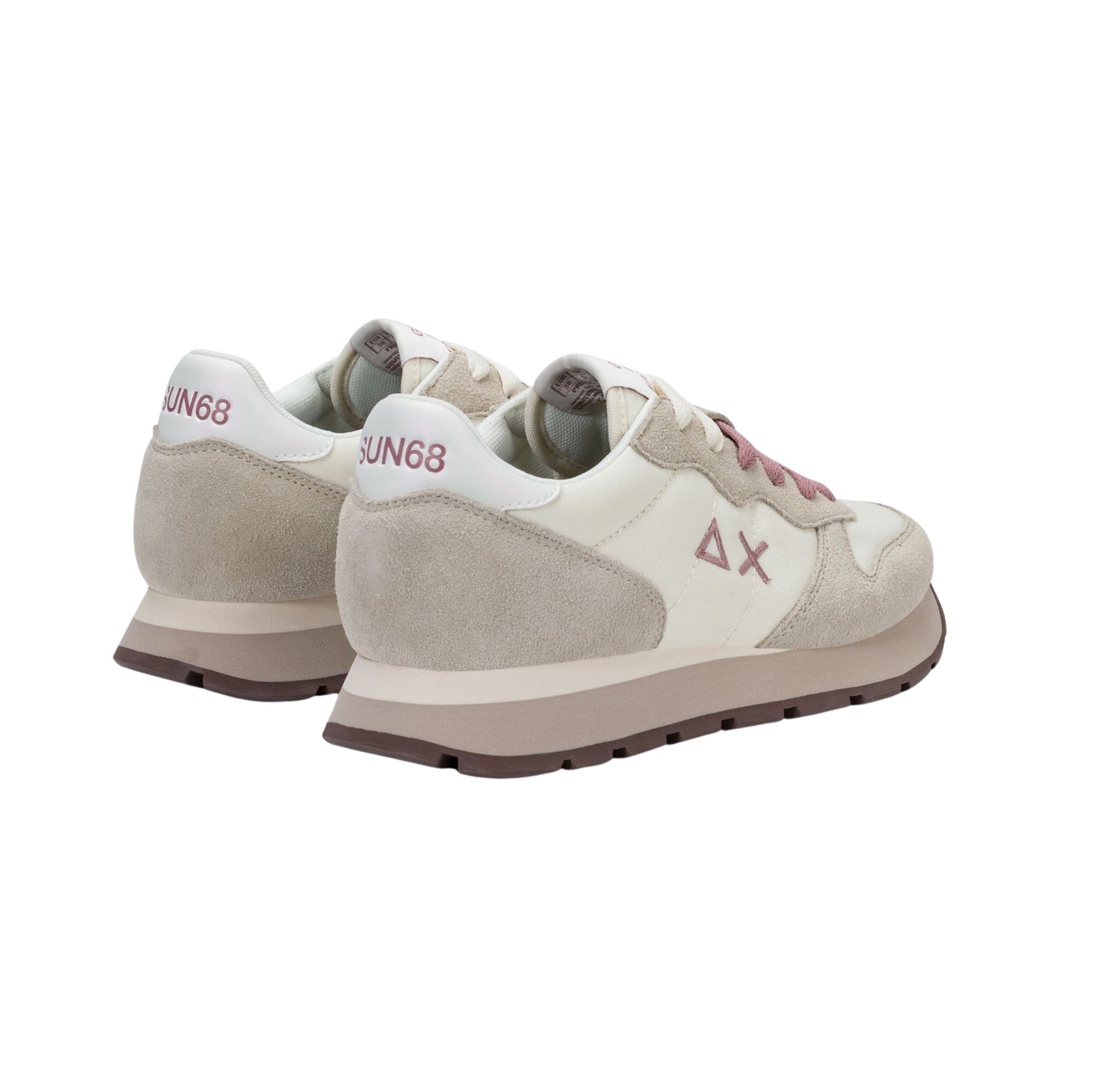 SUN68 Ally Solid Z46201-31 sneaker donna in nylon e camoscio bianco panna 