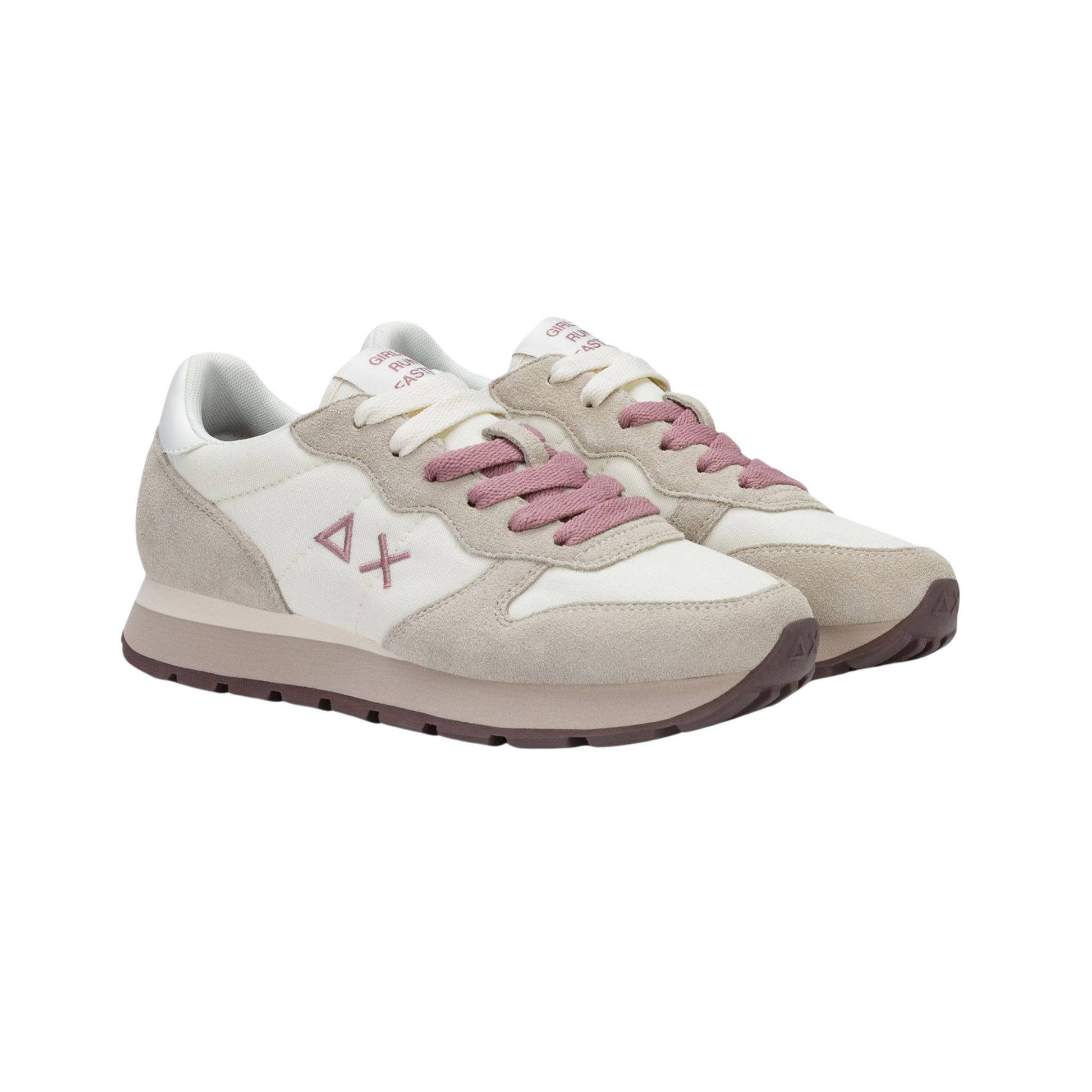 SUN68 Ally Solid Z46201-31 sneaker donna in nylon e camoscio bianco panna 