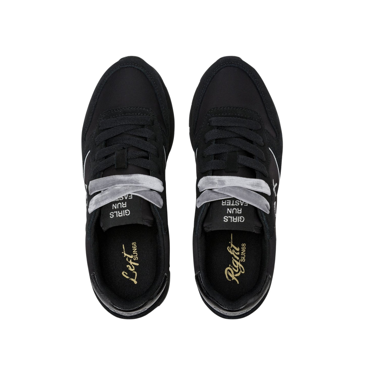 SUN68 Ally Gold Silver Z46202-1134 sneaker donna in nylon e camoscio nero e grigio medio 