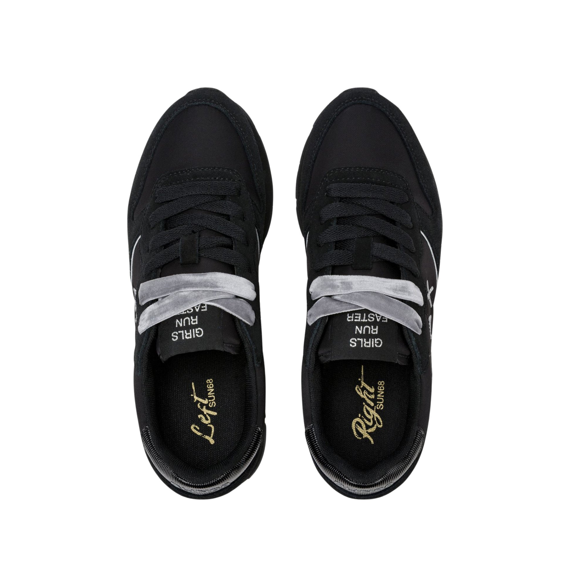 SUN68 Ally Gold Silver Z46202-1134 sneaker donna in nylon e camoscio nero e grigio medio 